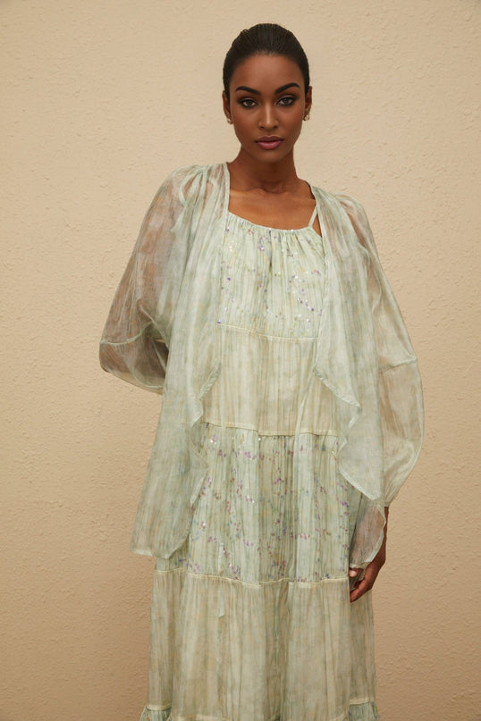 Isabella Green Tie-Dye Cardigan Dress Set