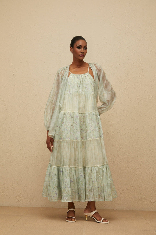 Isabella Green Tie-Dye Cardigan Dress Set