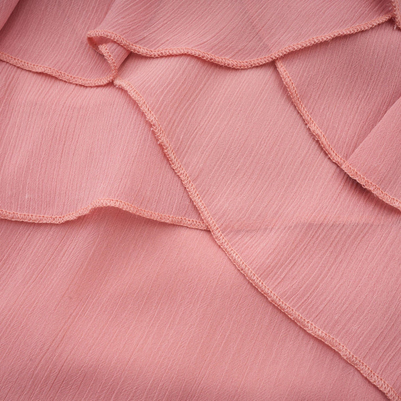 Isabella Pink Mini Dress 100% Rayon Halterneck Ruffled Tiered Design Side Zip Fastening