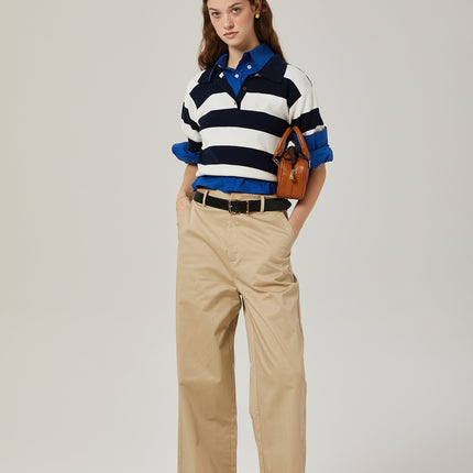 Isabella White Black Lapel Stripe Shirt Chic Striped Block