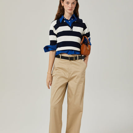 Isabella White Black Striped Block Shirt