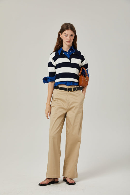 Isabella White Black Striped Block Shirt