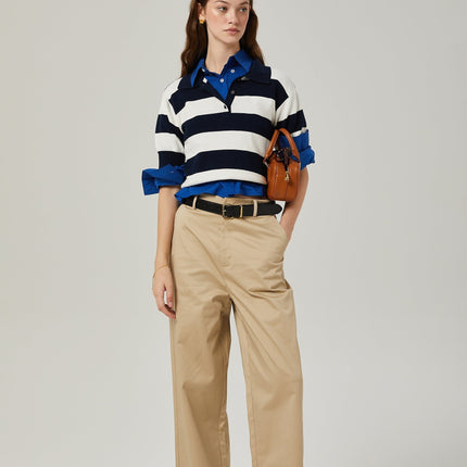 Isabella White Black Striped Block Shirt