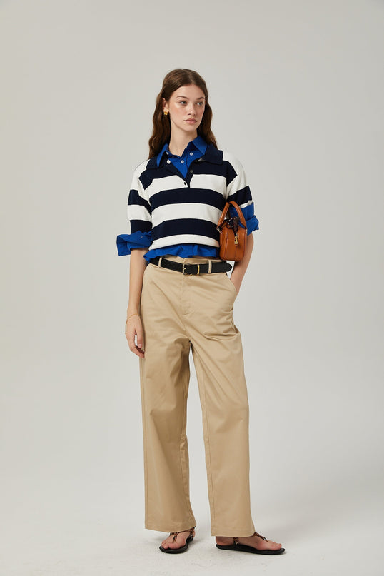 Isabella White Black Striped Block Shirt