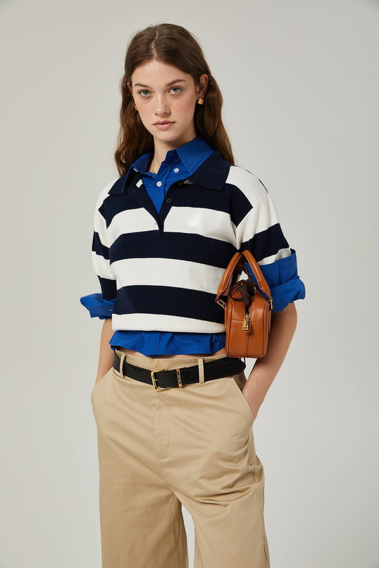 Isabella White Black Striped Shirt Chic Block