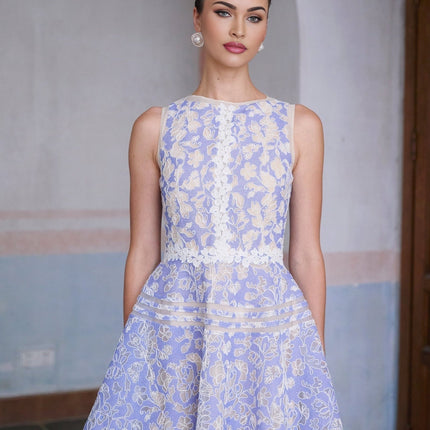 Isabelle Blue Crochet Lace Mini Dress