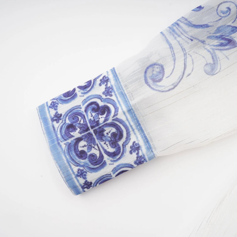 Isabelle patternprint cinchwaist midi dress