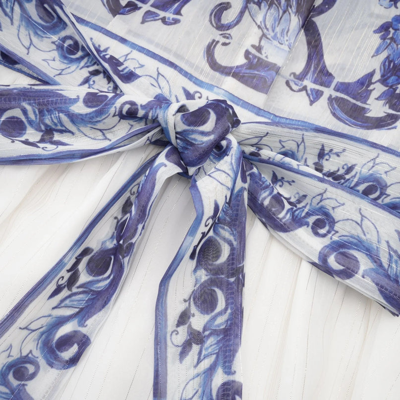 Isabelle patternprint cinchwaist midi dress