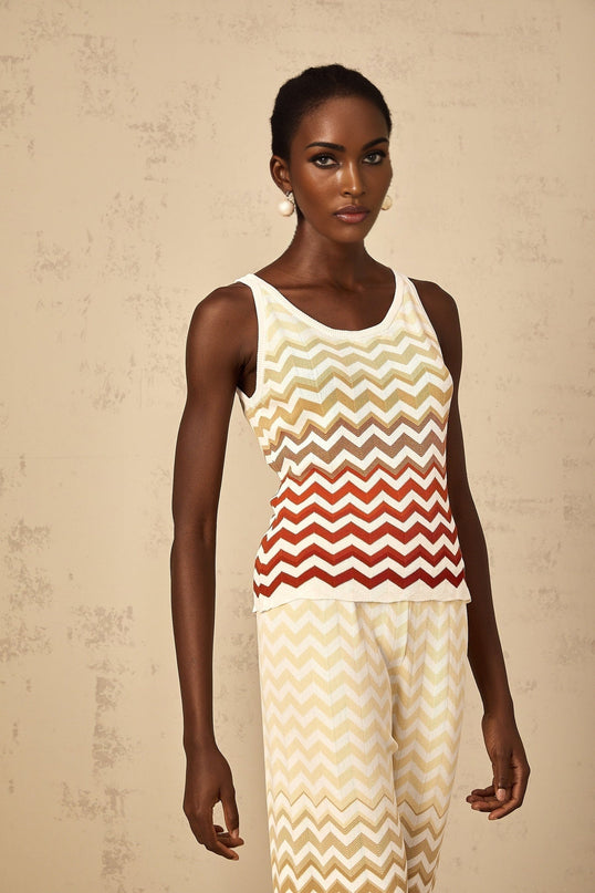 Isabelle Yellow Zigzag Knit Matching Set