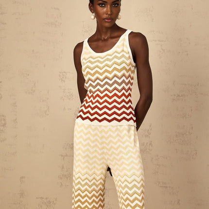 Isabelle Yellow Zigzag Knit Matching Set in Vibrant Yellow and Multicolor Palette