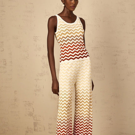Isabelle Yellow Zigzag Knit Matching Set in Vibrant Yellow and Multicolor Palette