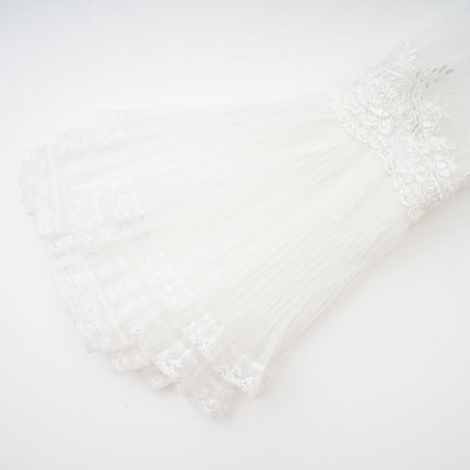 Iside White Bell Sleeve Crystal Trim Cropped Top