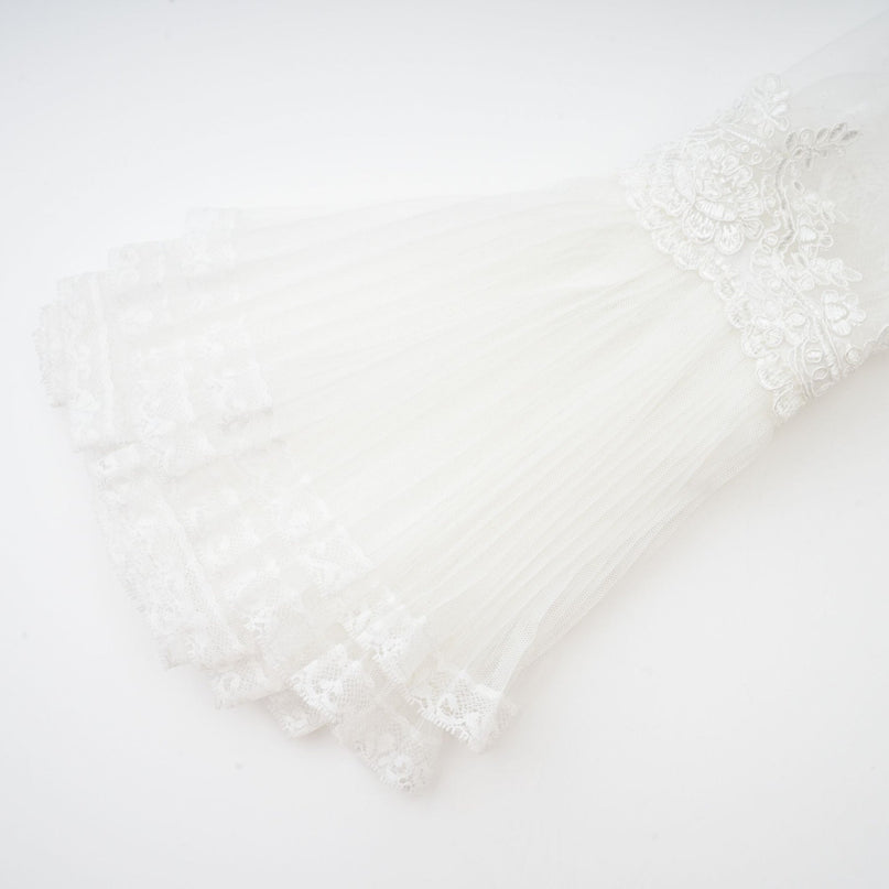Iside White Bell Sleeve Crystal Trim Cropped Top