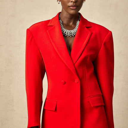 Isla Red Wool Blend Double Breasted Blazer Hourglass Fit