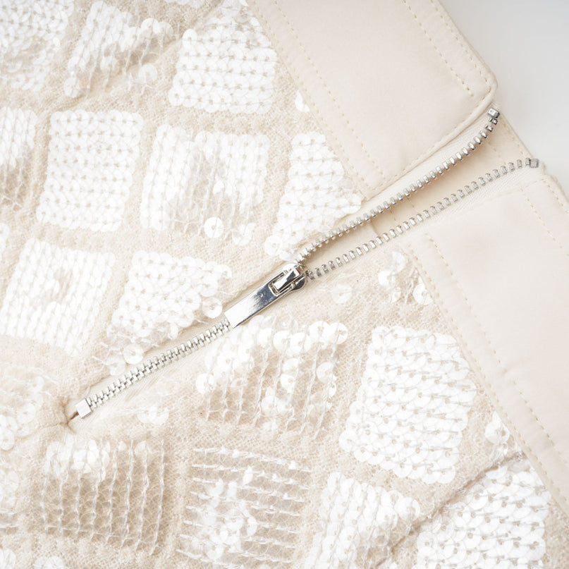 Isla White Sequin Lattice Mini Skirt