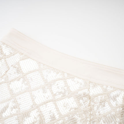 Isla White Sequin Lattice Mini Skirt