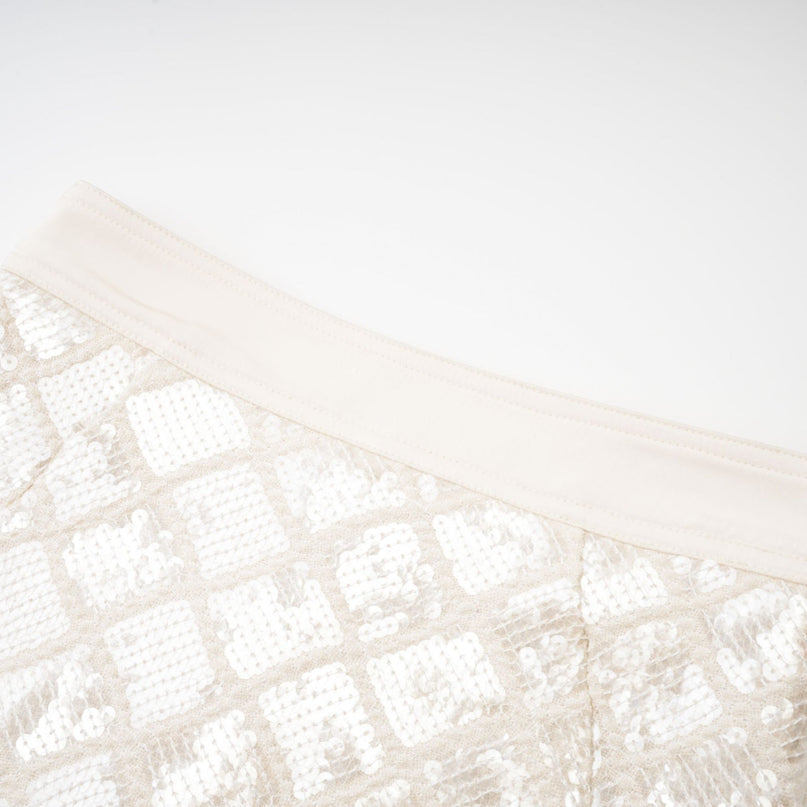 Isla White Sequin Lattice Mini Skirt