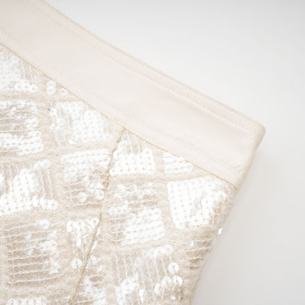 Isla White Sequin Lattice Mini Skirt