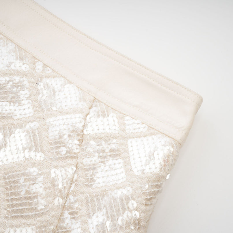 Isla White Sequin Lattice Mini Skirt