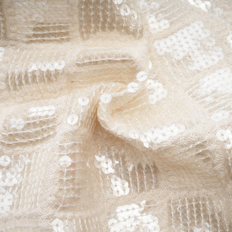 Isla White Sequin Lattice Mini Skirt
