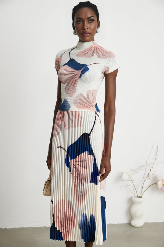 Isolde patternprint knitted top  skirt matching set