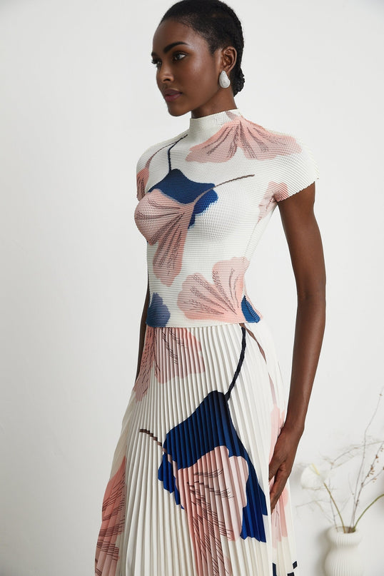 Isolde patternprint knitted top  skirt matching set