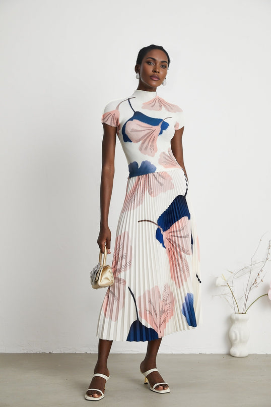 Isolde patternprint knitted top  skirt matching set