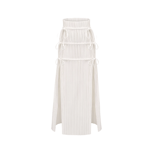 Milicent slitte drawstring pleated maxi skirt