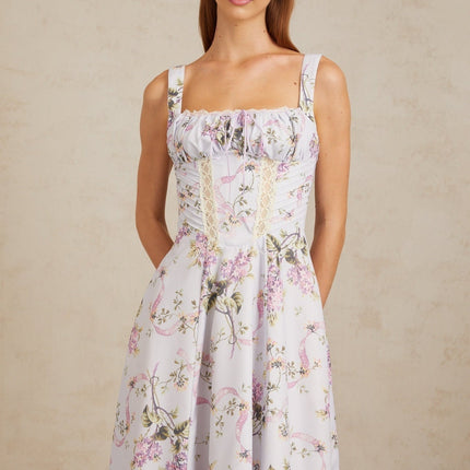 Ivanka Purple Floral Lace Midi Dress Lilac Multicolor