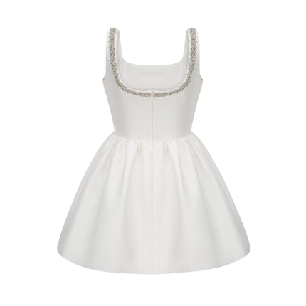 Ivanka White Crystal Embellished Mini Dress