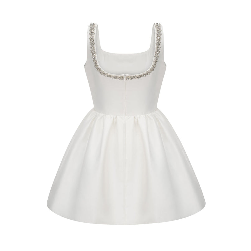 Ivanka White Crystal Embellished Mini Dress