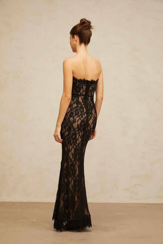 Ivonne black florallace mermaid maxi dress