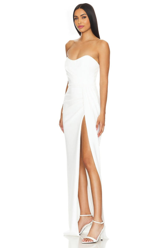 Ivory Ashley Bridal Dress with Boned Bodice and Notched Side Detail