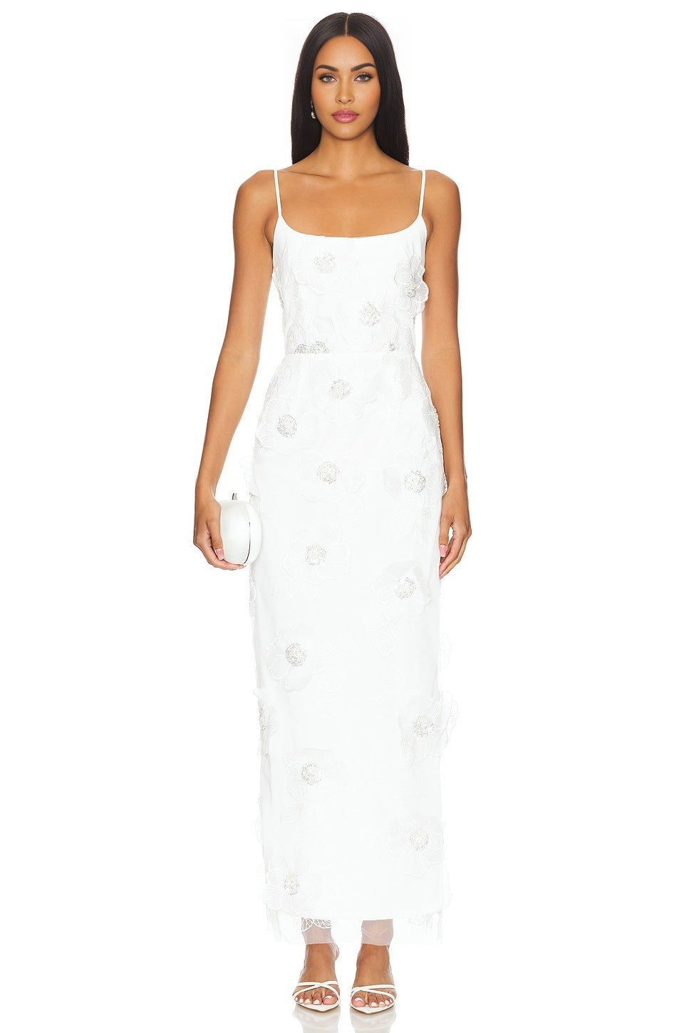 Ivory Aspen Bridal Dress with Tonal 3D Florals and Hidden Zipper Closure