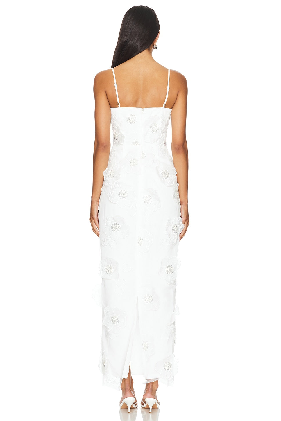 Ivory Aspen Bridal Dress with 3D Florals and Hidden Zipper Closure