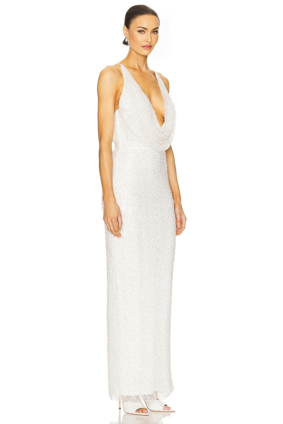 Ivory Dorotea Bridal Dress with Beading Detail and Cowl Neck