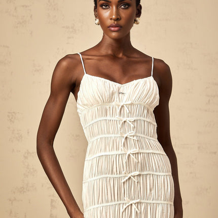 Jacqueline White Maxi Dress with Spaghetti Straps and V Neckline