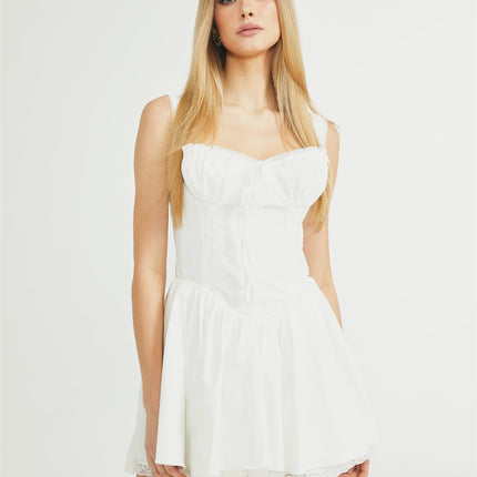 Jada White Lace Bustier Mini Dress