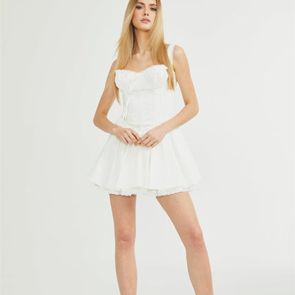 Jada White Lace Bustier Mini Dress