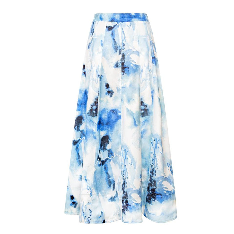 Jane wearing Light Blue Y2K Denim Set Sleeveless Top and Mid-Calf Skirt