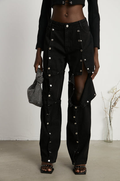 Janelle buttoned straightleg jeans