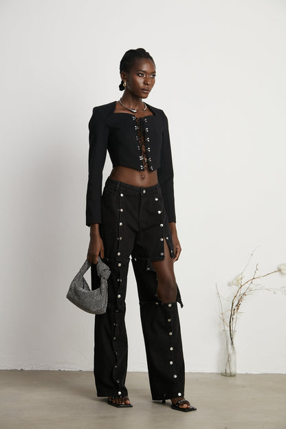 Janelle buttoned straightleg jeans