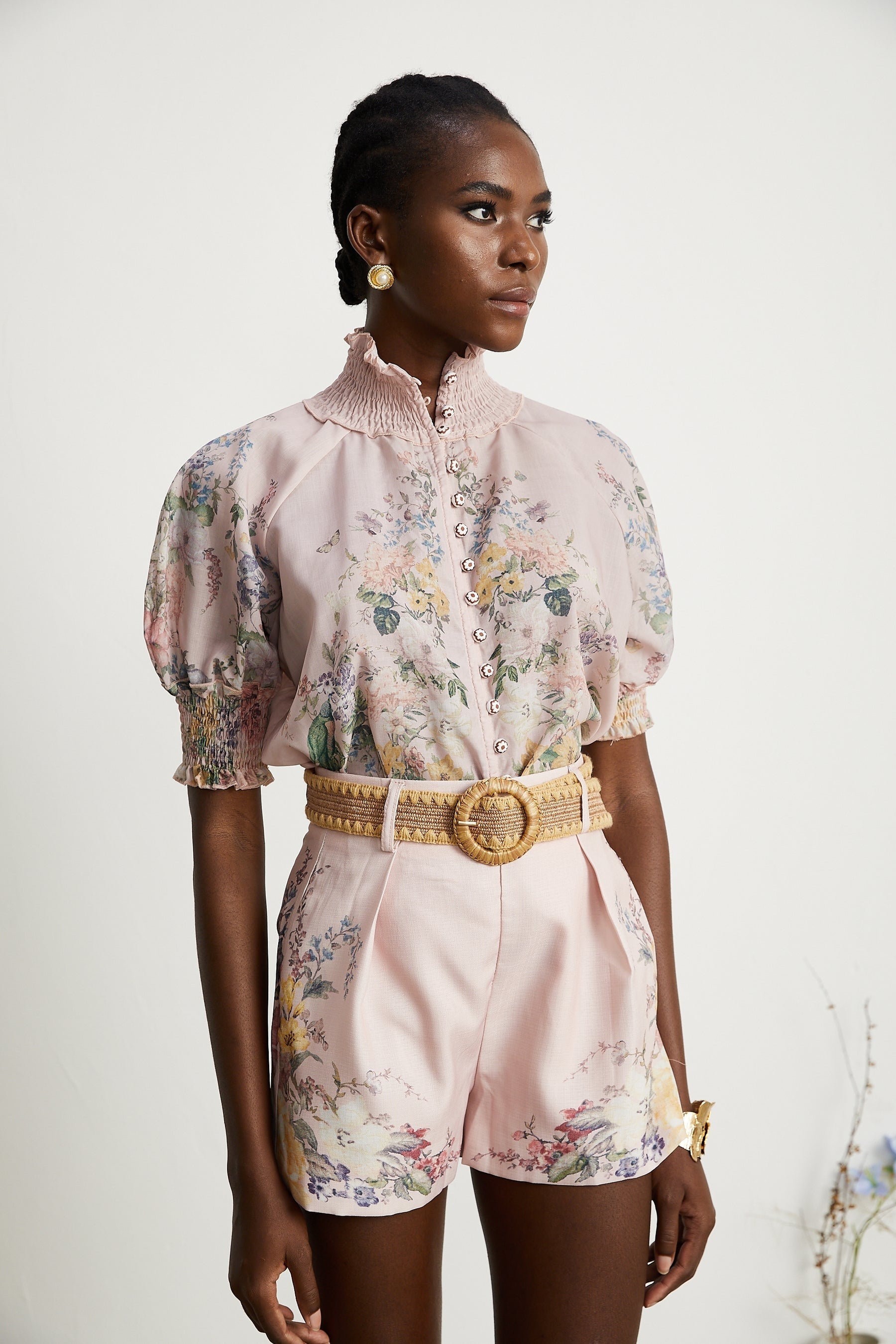 Janelle floralprint shirt  shorts matching set