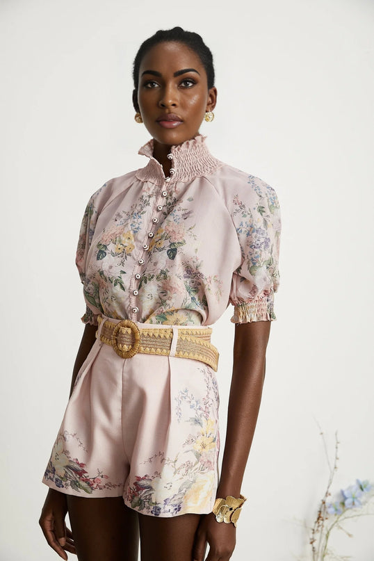 Janelle floralprint shirt  shorts matching set