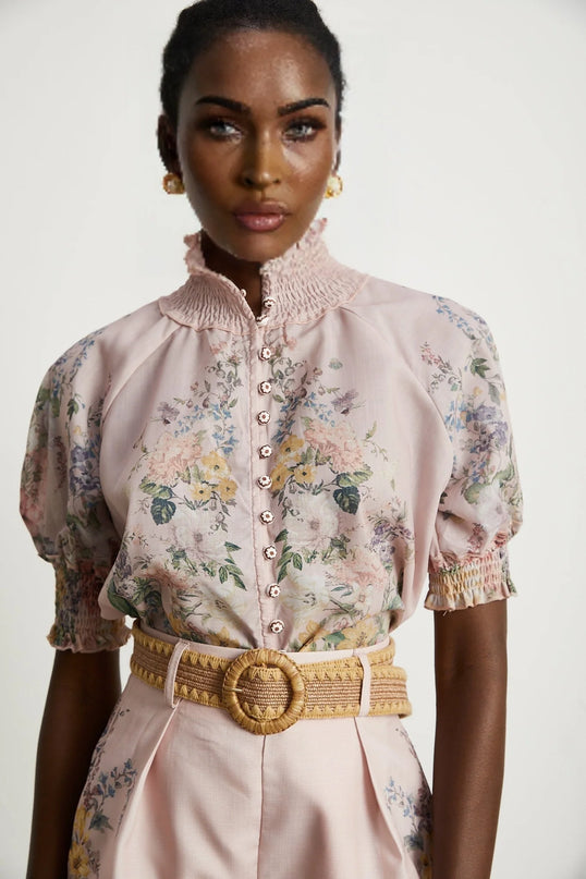 Janelle floralprint shirt  shorts matching set