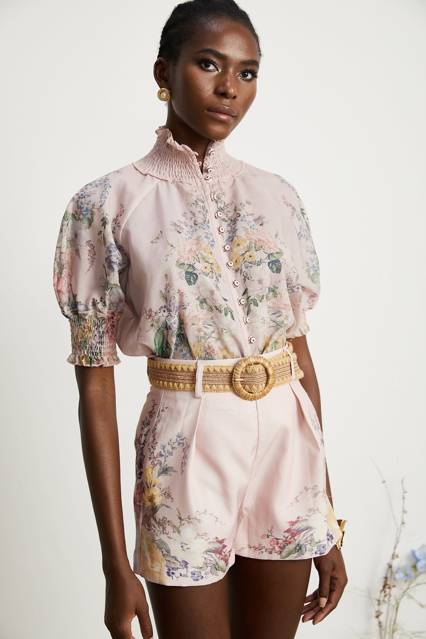 Janelle floralprint shirt  shorts matching set