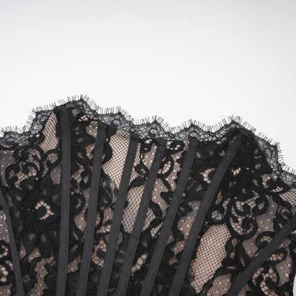 Janessa Black Lace Ribbon Pierced Mini Dress 100 Percent Polyester