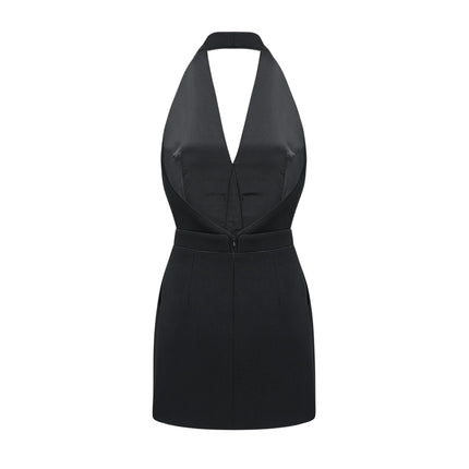 Jaques halterneck black mini dress