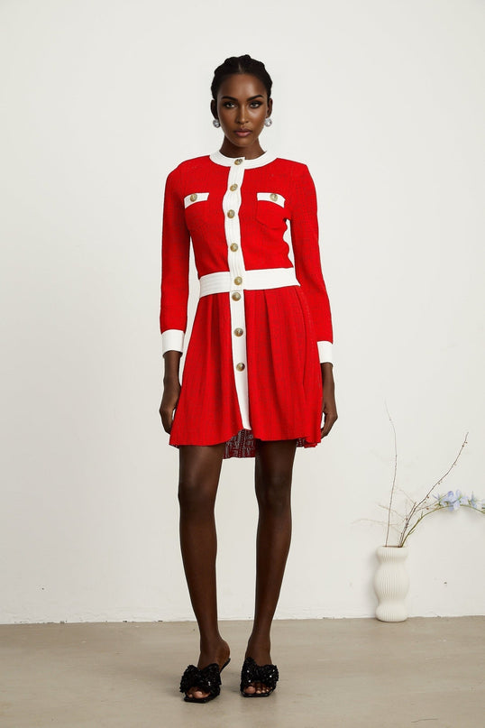 Jasmine red contrasttrim knit cardigan