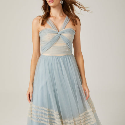 Jasmine ruched mesh maxi dress